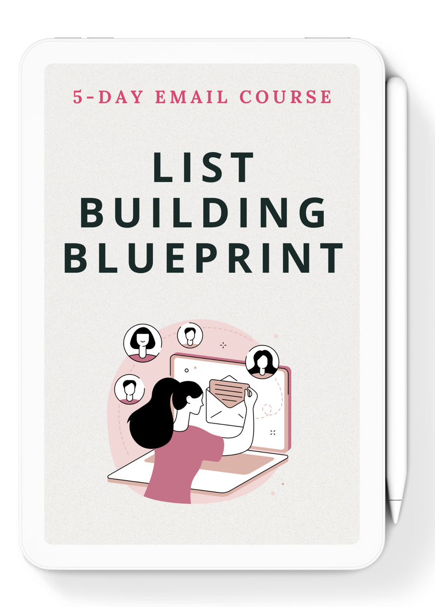 tablet mockup for list building email course